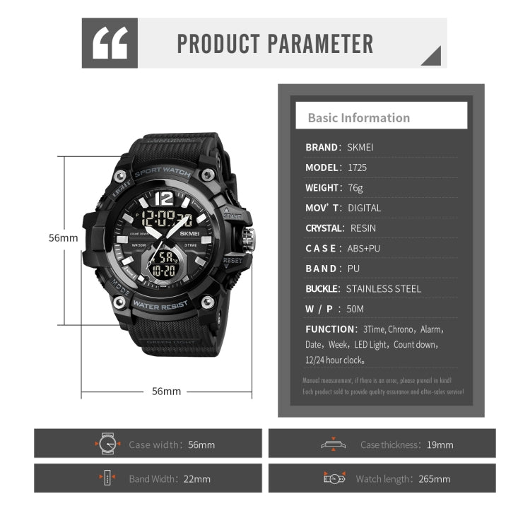 skmei-1725-three-time-led-digital-display-timing-luminous-electronic-watchred