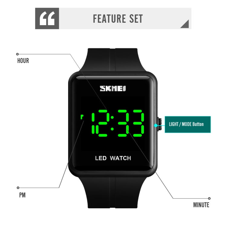 skmei-1541-fashion-led-watch-square-couple-model-waterproof-electronic-watch-silicone-watchgreen