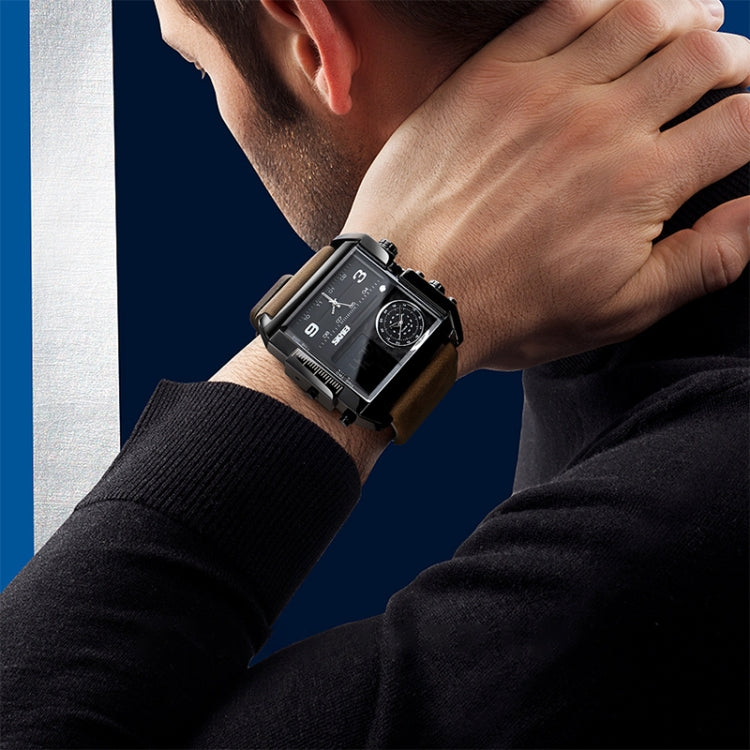 skmei-1391-multifunctional-men-business-digital-watch-30m-waterproof-square-dial-wrist-watch-with-leather-watchbandsilver-coffee